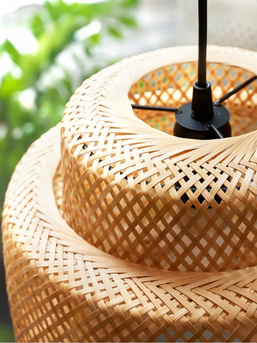 IKEA SINNERLIG Bamboo Pendant Lights Set of 2 Boho Scandi 11” Woven Scandinavian
